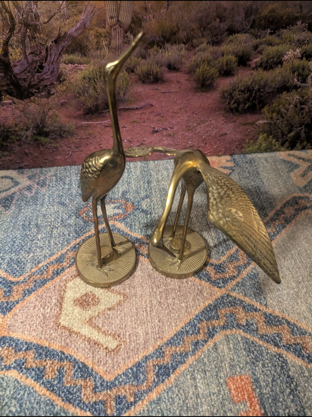 Brass Crane/ Heron Like Bird Figurine-Pair - Picture 7 of 11